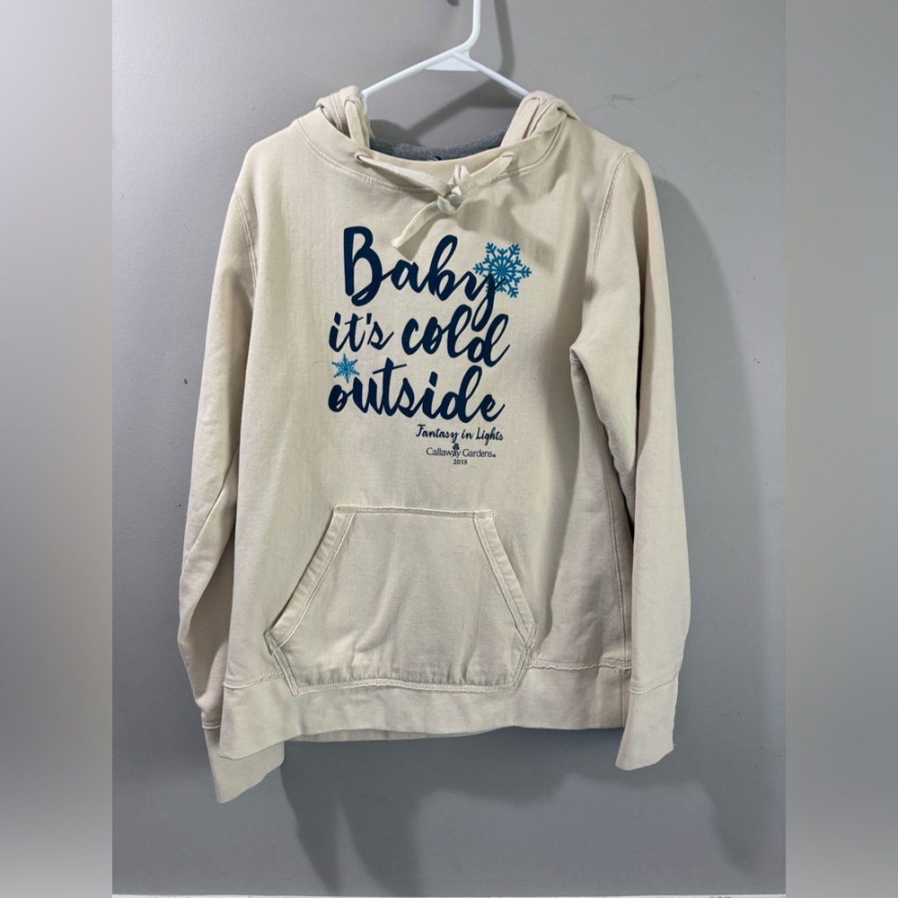 Cream Hooded Sweatshirt with Navy Accent Calloway Gardens Xmas 2018